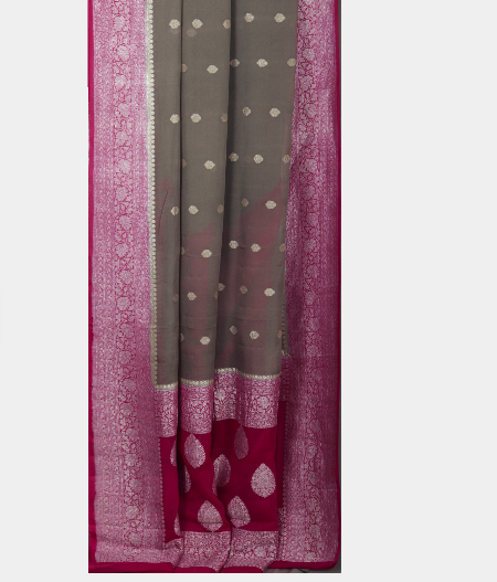 Grey Georgette Silk Saree T2336412