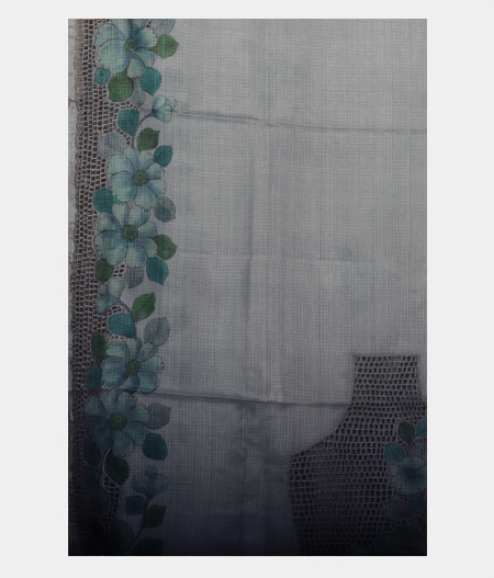 Blue Silk Kota cut work Saree T2293053