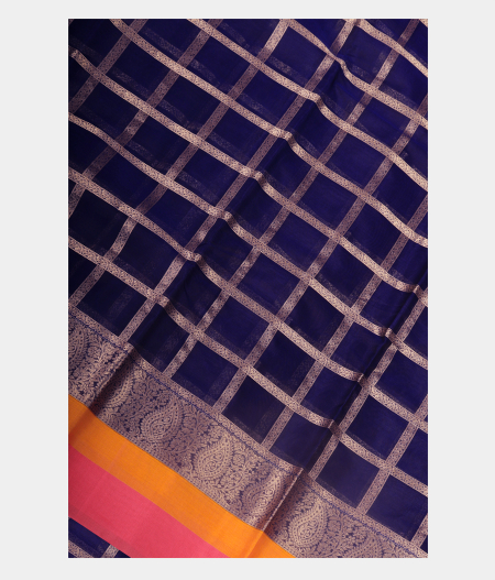 Blue Silk Cotton Saree T233694-image