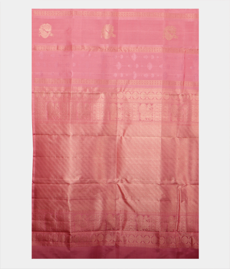 Pinkish Peach Handwoven Kanjivaram Silk Saree T2289944