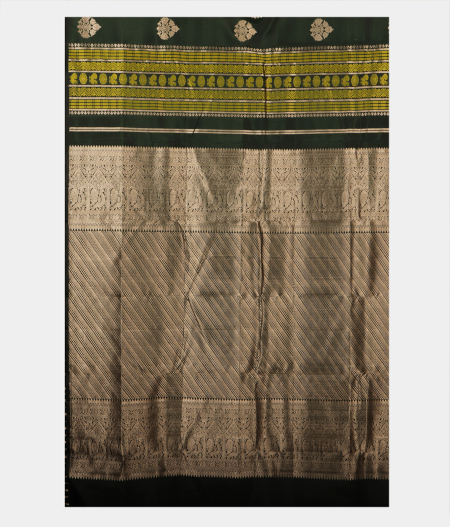 Dark Green Handwoven Kanjivaram Silk Saree T2330714