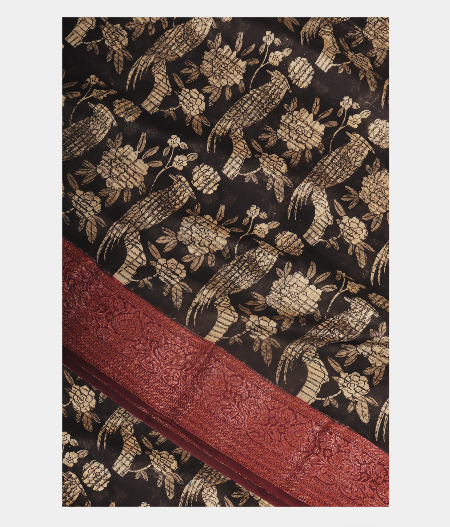 Black Soft Printed Cotton Saree T214638-image