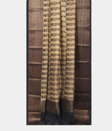 Beige Soft Printed Cotton Saree T2331972