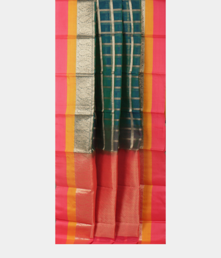 Peacock Blue Silk Cotton Saree T2336952