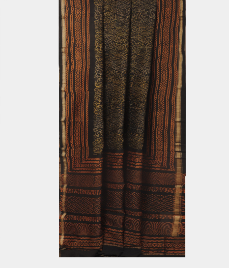 Black Soft Printed Cotton Saree T2347882