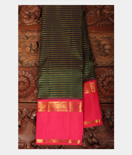 Bottle Green Handwoven Kanjivaram Silk Saree T230601-image