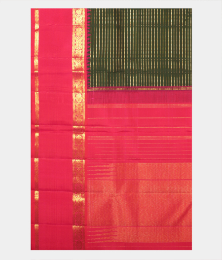Bottle Green Handwoven Kanjivaram Silk Saree T2306014