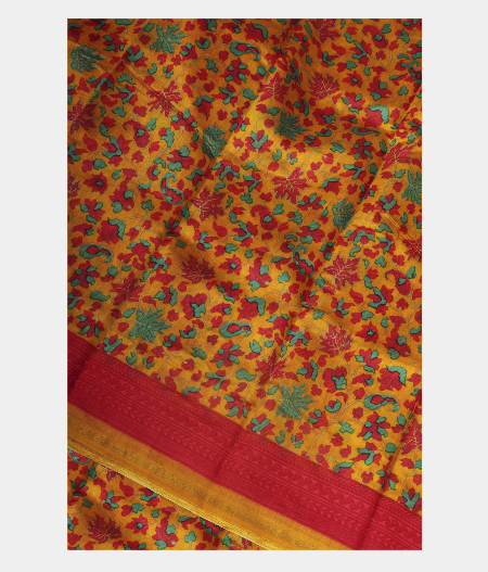 Yellow Soft Printed Cotton Saree T234772-image
