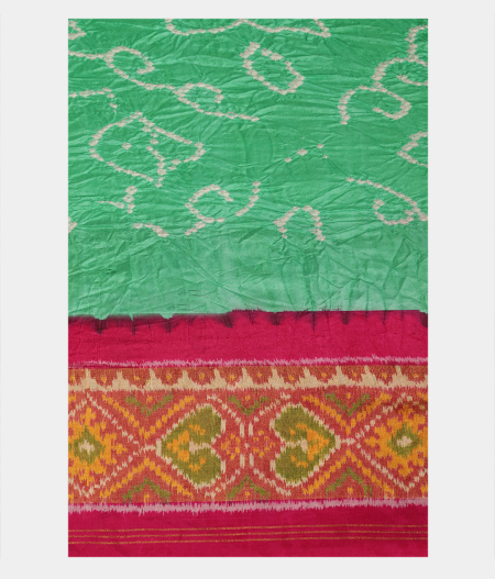 Green Bandhani Patola Silk Saree T2357772