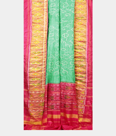 Green Bandhani Patola Silk Saree T2357774