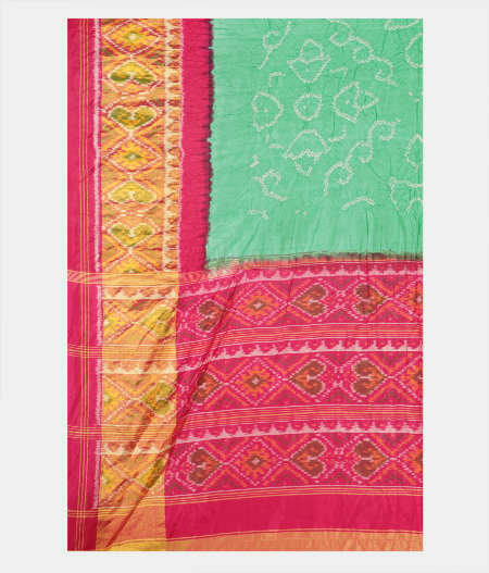 Green Bandhani Patola Silk Saree T2357775