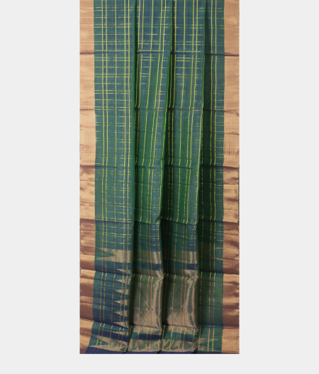 Peacock Blue Silk Cotton Saree T2337302