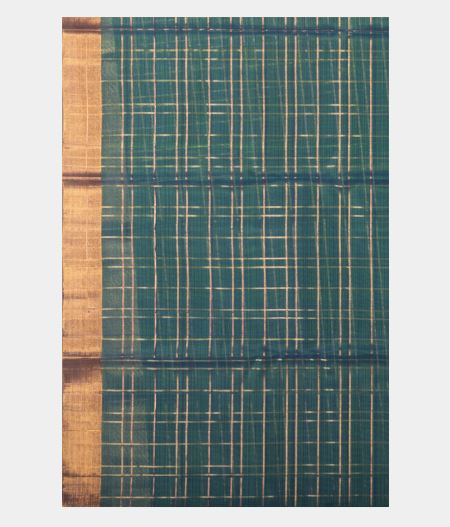 Peacock Blue Silk Cotton Saree T2337303