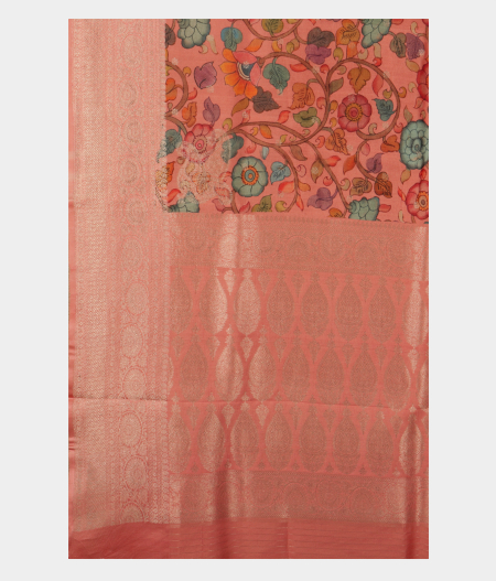 Coral Pink Banaras Kathan Silk Saree T2353535
