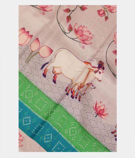 Light Grey Ikat Silk Saree T231609-image