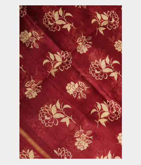 Maroon Soft Printed Cotton Saree T228539-image