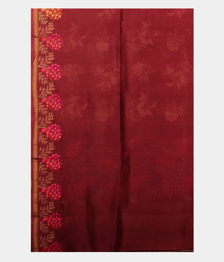 Maroon Soft Printed Cotton Saree T2285393