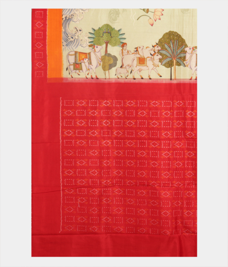 Green Ikat Silk Saree T2316064