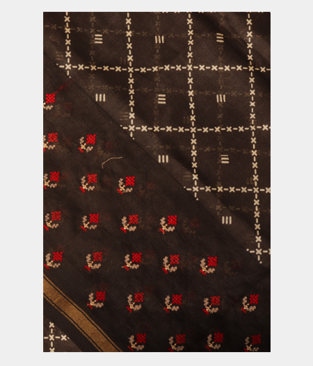 Black Soft Printed Cotton Saree T228569-image