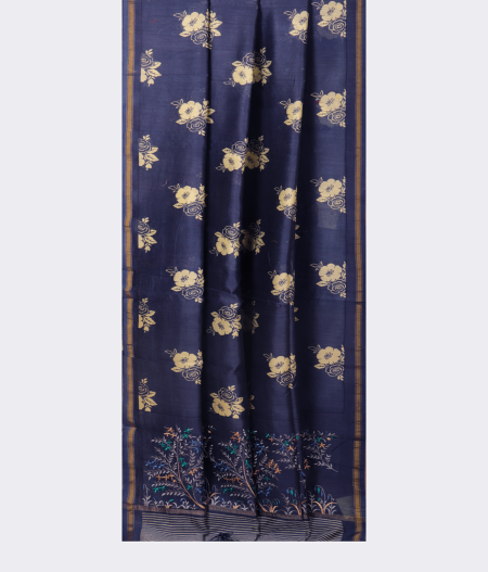 Blue Soft Printed Cotton Saree T2285472