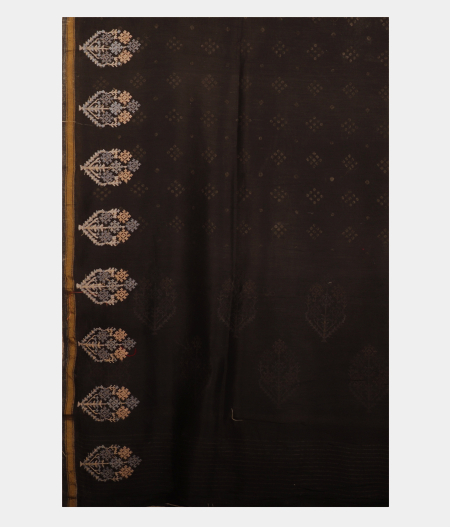 Black Soft Printed Cotton Saree T2285333
