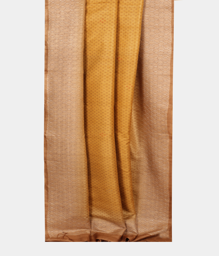 Yellow Tussar Kantha Work Saree T2324572