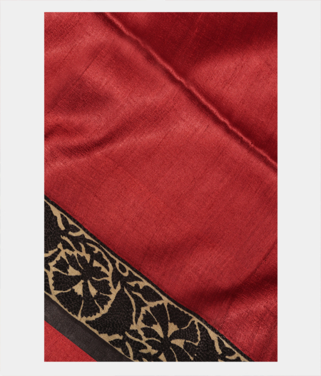 Maroon Tussar Kantha Work Saree T205477-image