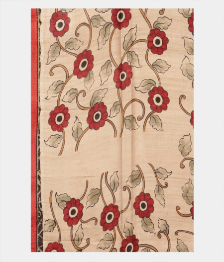 Maroon Tussar Kantha Work Saree T2054773