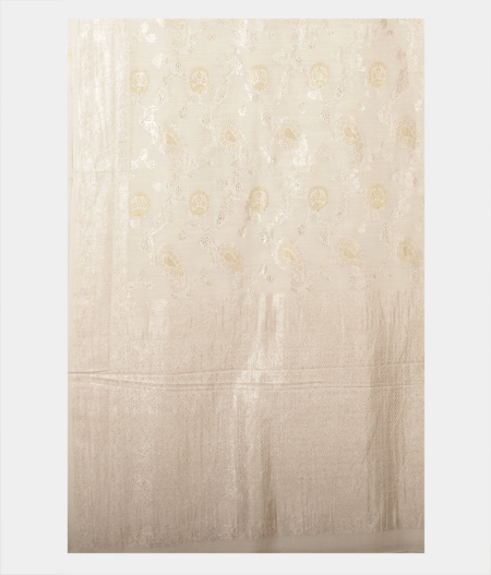 White Tussar Georgette Silk Saree T229476 5