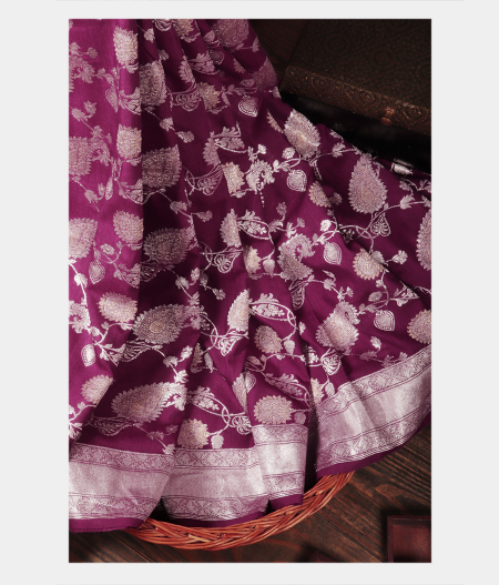 Purple Tussar Georgette Silk Saree T233838-image