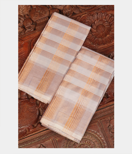 Bluish Grey Handwoven Kanjivaram Silk Dhoti and Vastharam NL10770-image