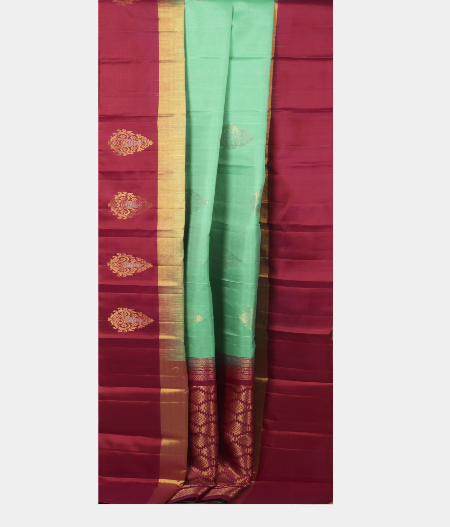 Bluish Green Soft Silk Saree T2360782