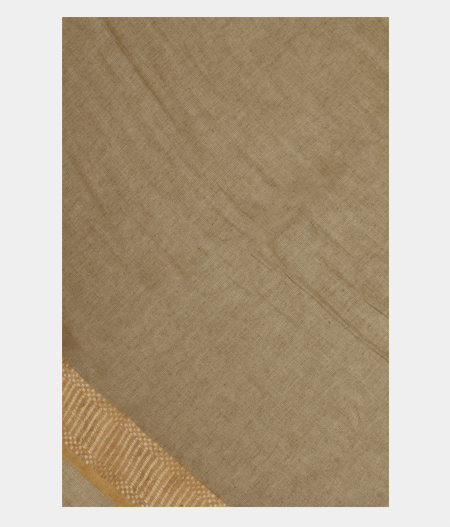 Greenish Beige Handwoven Linen Saree T233465-image