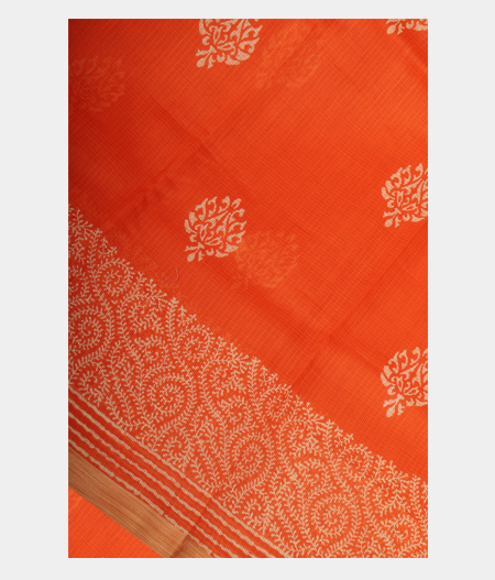 Orange Kota Cotton Saree T231881-image