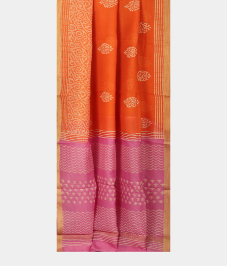 Orange Kota Cotton Saree T2318812