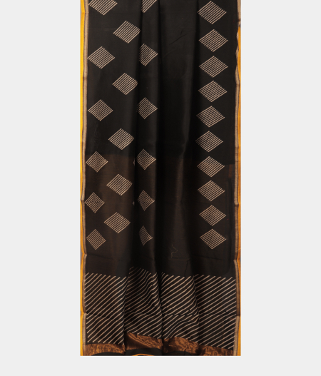 Black Soft Printed Cotton Saree T2172402