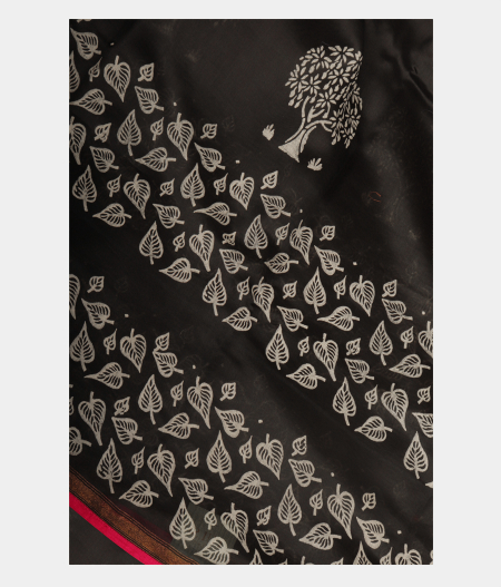 Black Soft Printed Cotton Saree T210135-image