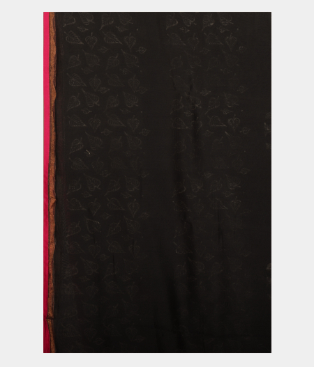 Black Soft Printed Cotton Saree T2101354