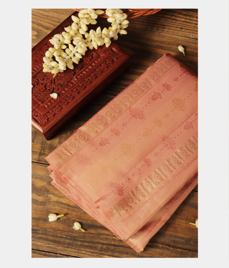 Light Peach Handwoven Kanjivaram Silk Saree T224085-image
