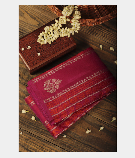 Purple Pink Handwoven Kanjivaram Silk Saree T228998-image