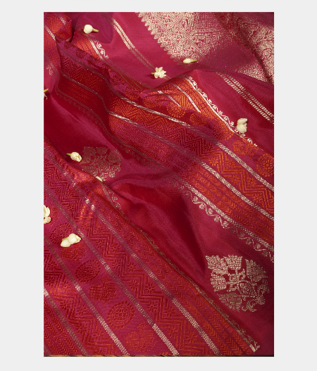 Purple Pink Handwoven Kanjivaram Silk Saree T2289985