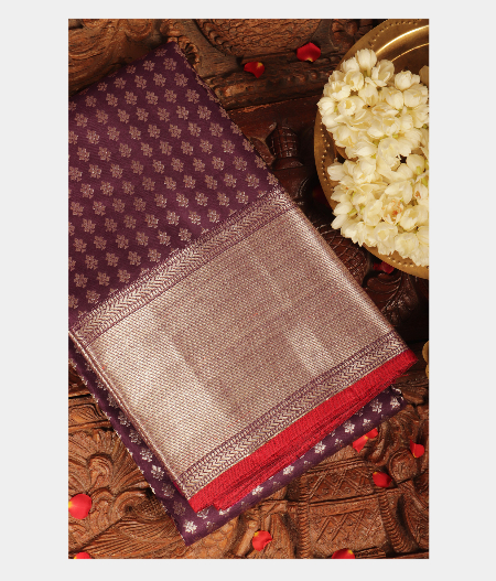 Wine Purple Handwoven Kanjivaram Silk Saree T212047-image