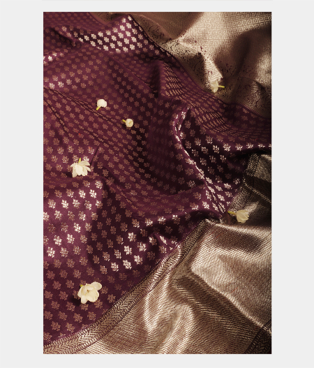 Wine Purple Handwoven Kanjivaram Silk Saree T2120475