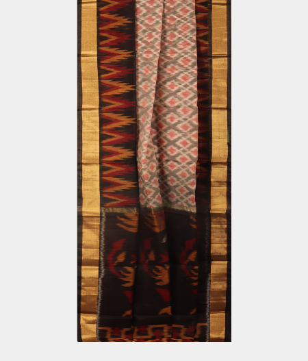 White Pochampalli Silk Cotton Saree T2174662