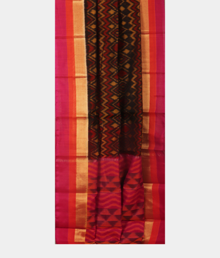 Black Pochampalli Silk Cotton Saree T2174072