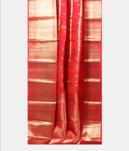 Pinkish Orange Handwoven Kanjivaram Silk Saree T2361082