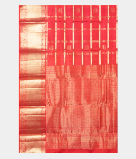 Pinkish Orange Handwoven Kanjivaram Silk Saree T2361084