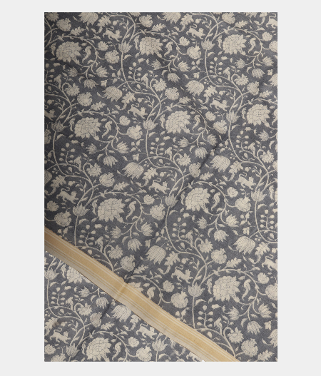 Off White Soft Printed Cotton Saree T235113-image