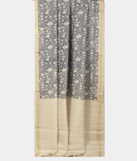 Off White Soft Printed Cotton Saree T2351132