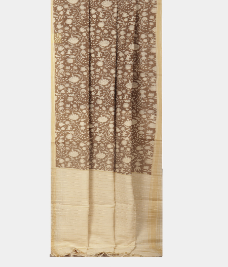 Off White Soft Printed Cotton Saree  T2351202